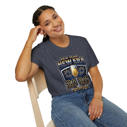 New Year 2026 T-Shirt – "New Year, New Era" Champagne & Fireworks Celebration Tee