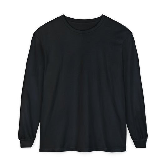 Women’s black Garment-Dyed Long Sleeve T-Shirt - Comfortable & Stylish for Everyday Wear