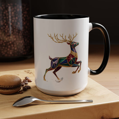 Geometric Rainbow Reindeer Accent Coffee Mug (11/15 oz)
