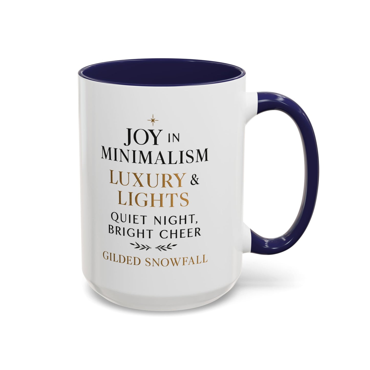 Joy in Minimalism Luxury & Lights Coffee Mug — Holiday Gilded Snowfall Design (11/15oz)