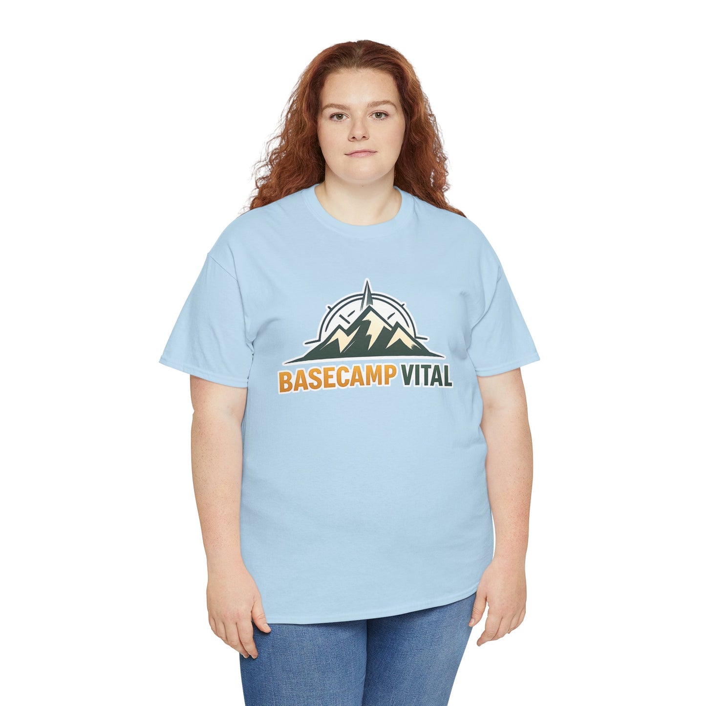 Base Camp Vital Mountain Compass Crewneck T-Shirt | Outdoor Hiking Graphic Tee | Midweight Cotton Trail Shirt (free shipping)