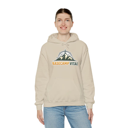 Base Camp Vital Outdoor Fleece Hoodie | Mountain Compass Graphic Pullover | 50/50 Midweight Trail Hoodie  Vital Hoodie  (free shipping)