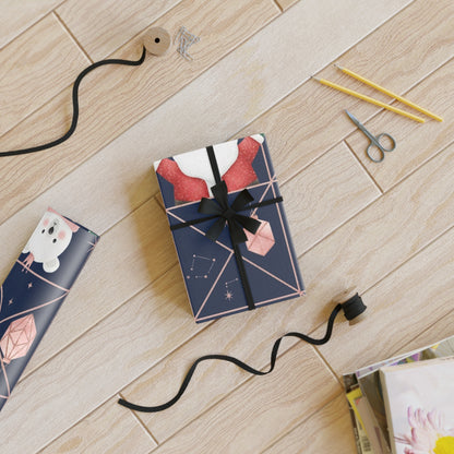 Elegant Santa and friends Gift Wrapping Paper Rolls, 1pc