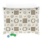 Plaid Paws Plush Pet Bed — Cozy Dog & Cat Cushion with Paw, Bone and Wreath Pattern