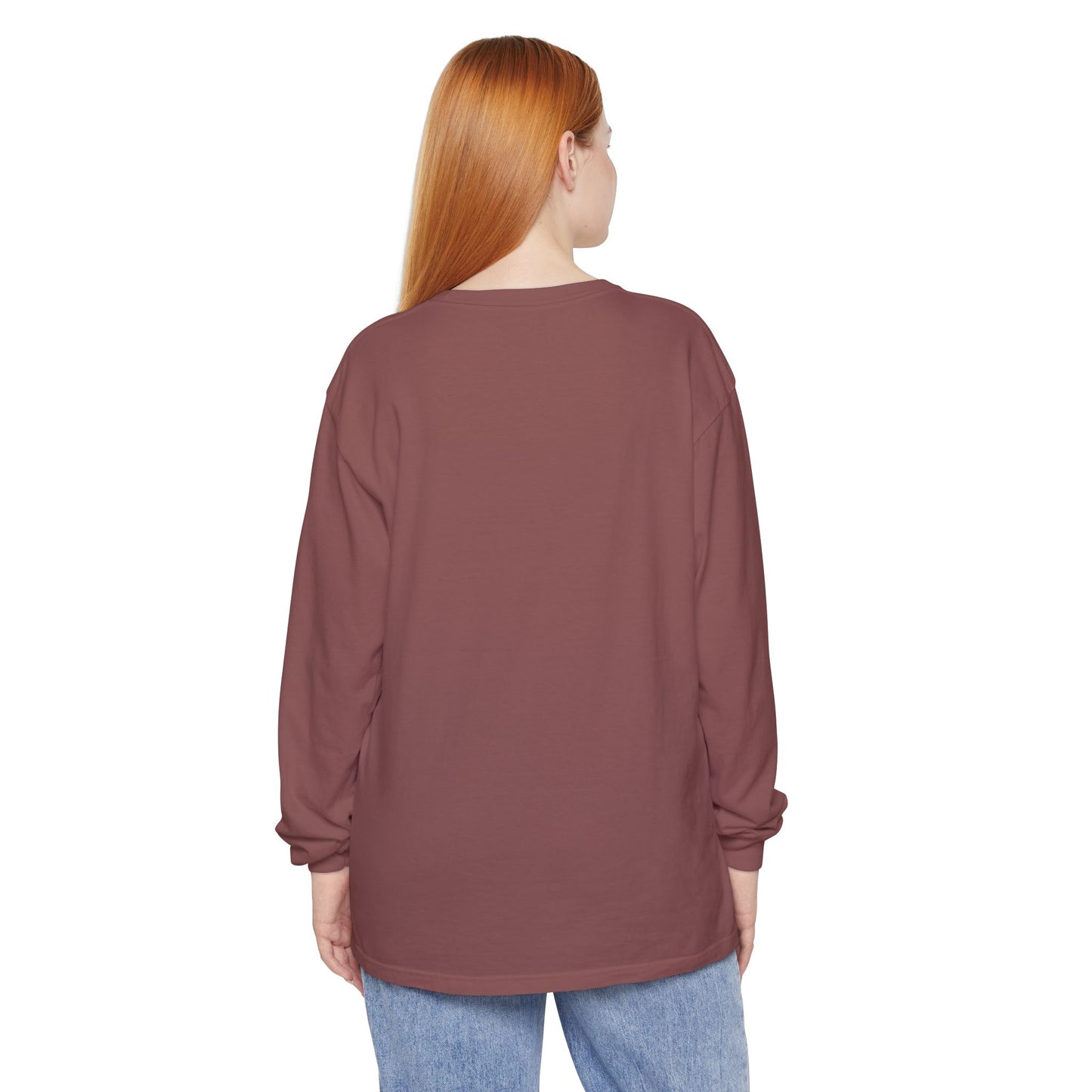 Women’s Cozy Brick color maroon Garment-Dyed Long Sleeve Tee
