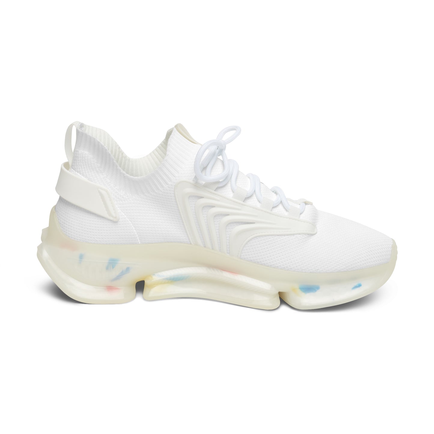 Women’s White Mesh Sneakers — Lightweight Breathable Athletic Shoes with Color-Accent Sole