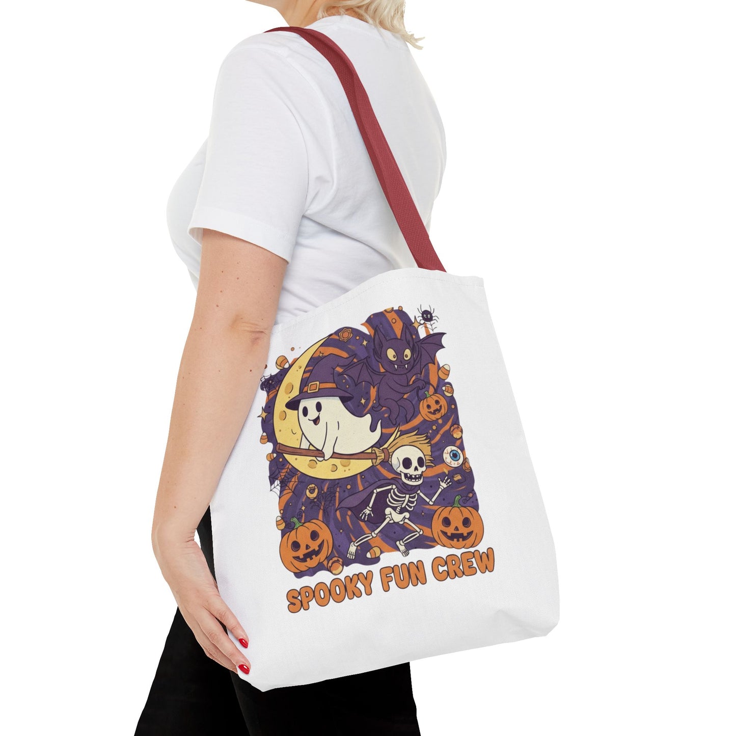 Spooky Fun Crew Halloween Tote Bag, Trick or Treat Bag, Haunted House Accessory, Fall Gift, Party Favor