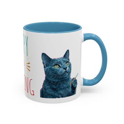 Happy and dazzling smoking cat Coffee Mug — "Happy and Dazzling" Cat Accent Mug (11/15oz) (free shipping)