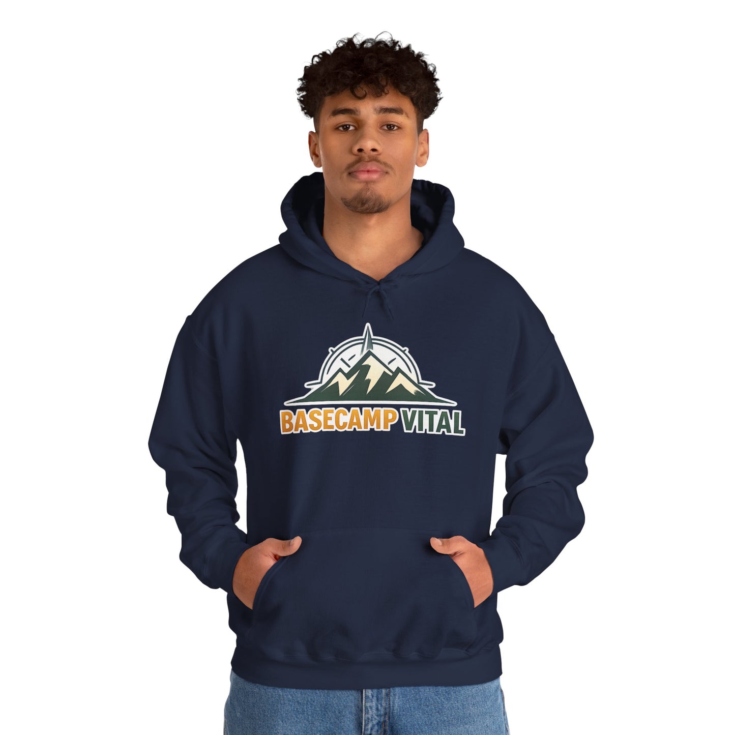 Base Camp Vital Outdoor Fleece Hoodie | Mountain Compass Graphic Pullover | 50/50 Midweight Trail Hoodie  Vital Hoodie  (free shipping)