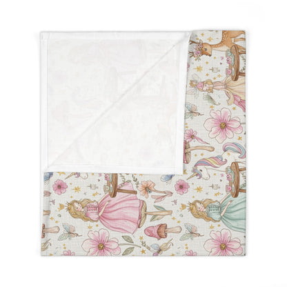 Boho Woodland Fairy Baby Swaddle Blanket — Floral Deer & Mushroom Nursery Wrap