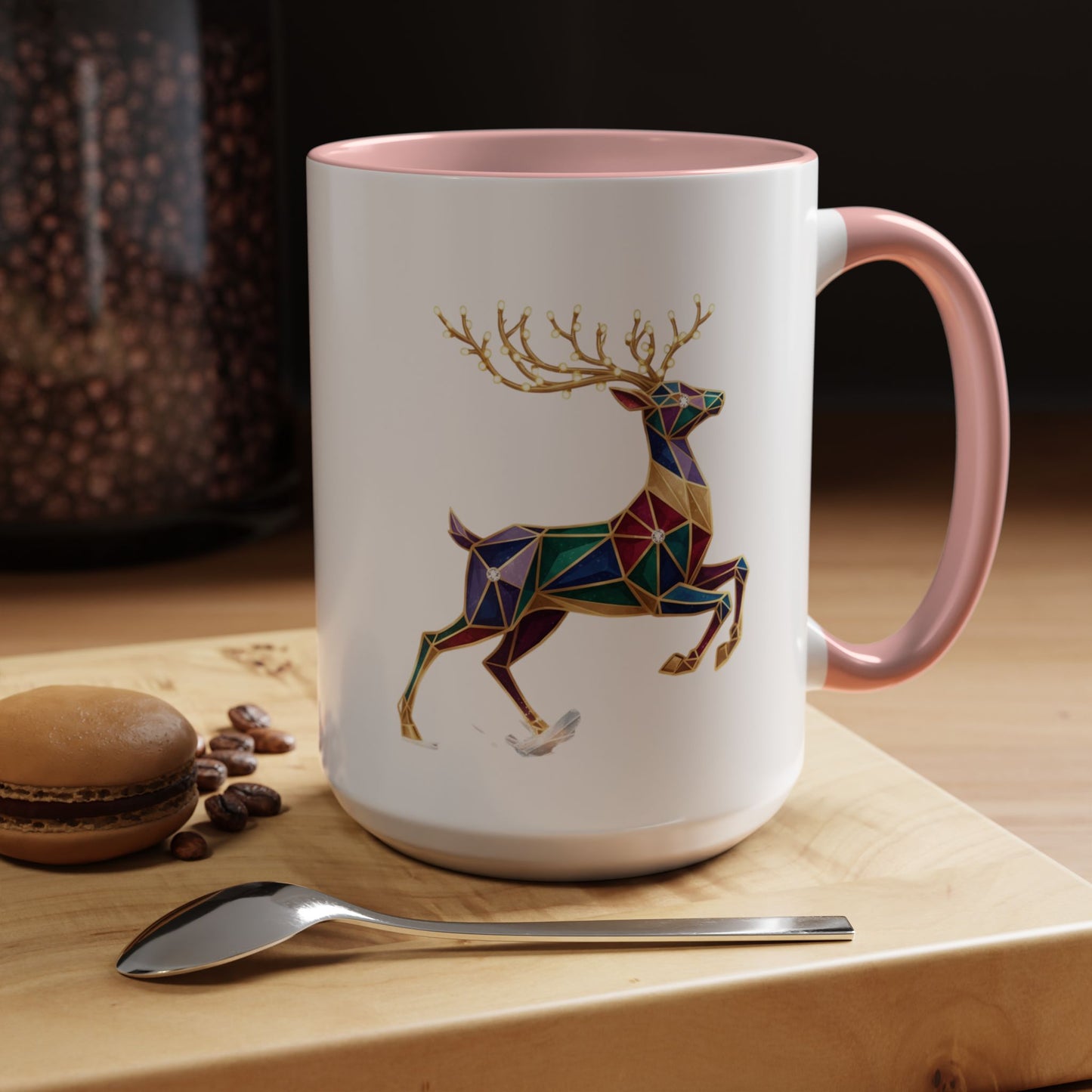 Geometric Rainbow Reindeer Accent Coffee Mug (11/15 oz)