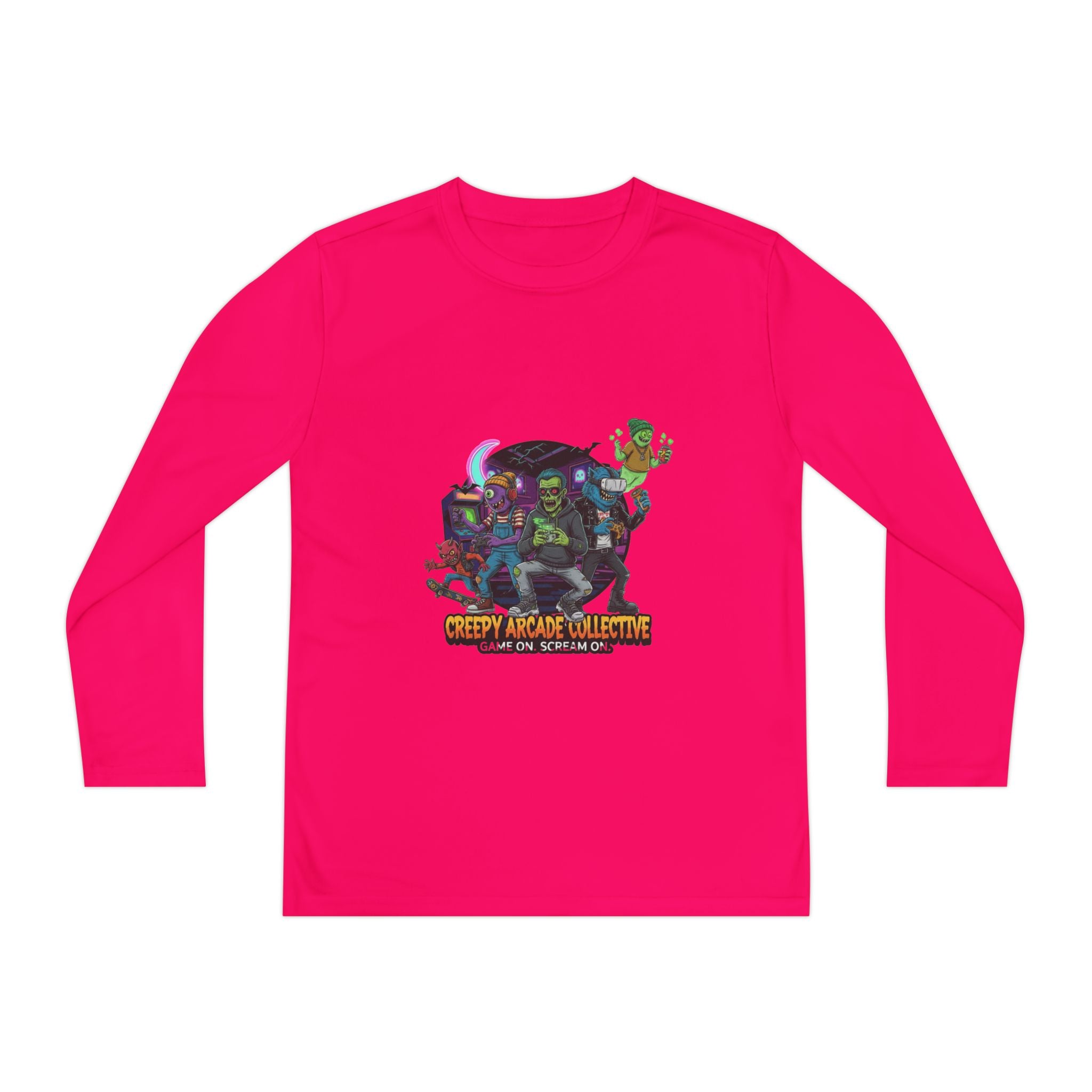 Creepy Arcade Collecting Youth Long Sleeve Tee, Kids Gamer Shirt, Halloween Costume, Teen Casual Wear, Fantasy T-Shirt
