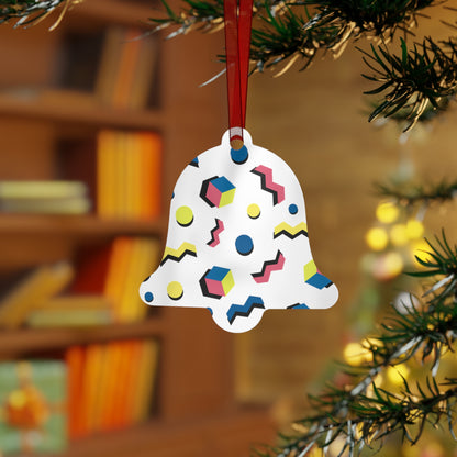 Memphis Geometric Metal Ornament — 80s Retro Bell Decoration