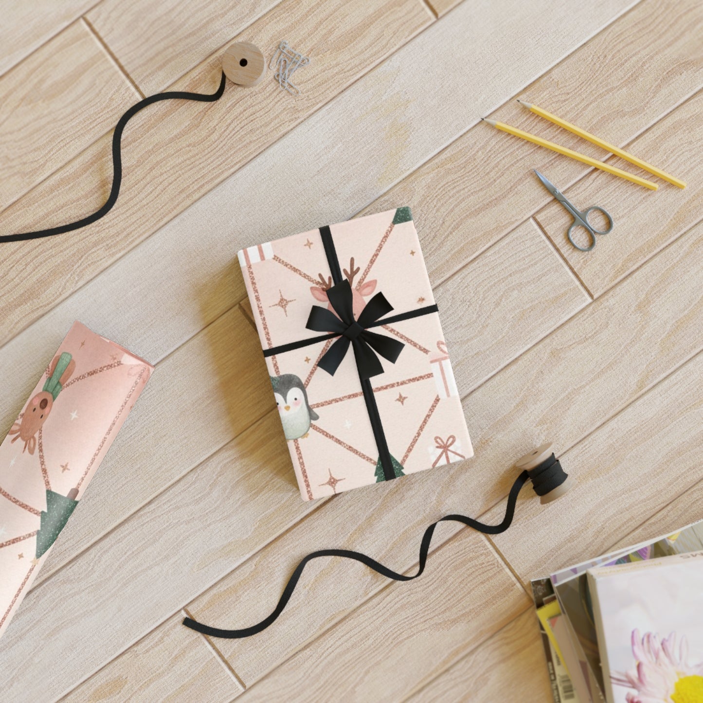 Whimsical Holiday Gift Wrapping Paper Roll - Cute Winter Animals Design