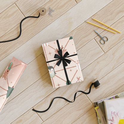 Whimsical Holiday Gift Wrapping Paper Roll - Cute Winter Animals Design