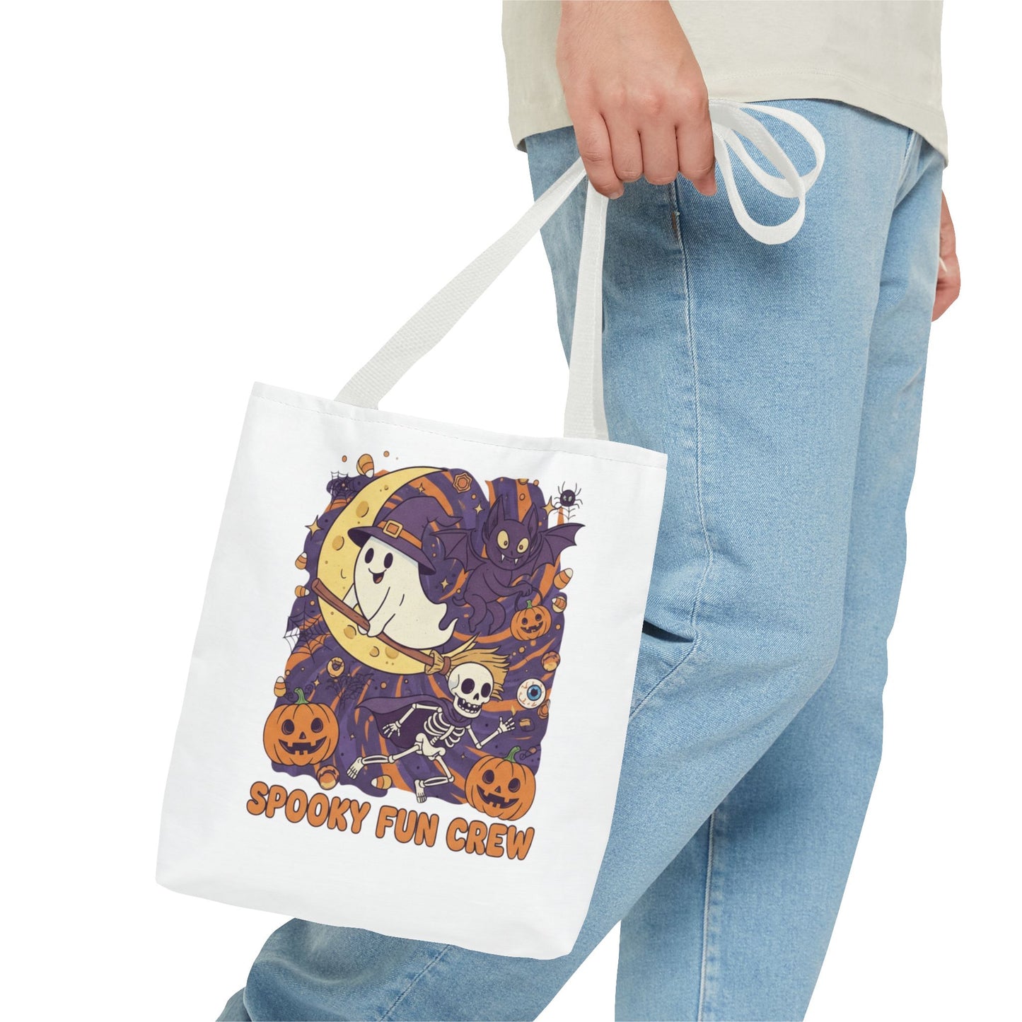 Spooky Fun Crew Halloween Tote Bag, Trick or Treat Bag, Haunted House Accessory, Fall Gift, Party Favor