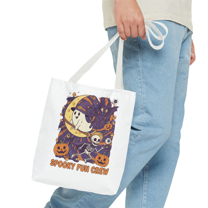 Spooky Fun Crew Halloween Tote Bag, Trick or Treat Bag, Haunted House Accessory, Fall Gift, Party Favor