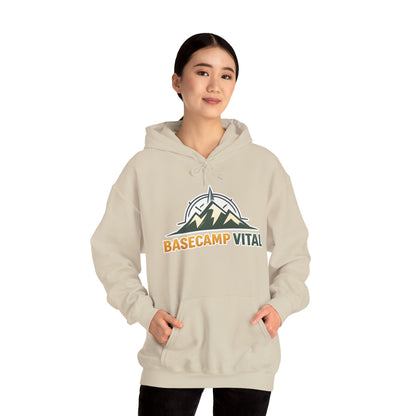 Base Camp Vital Outdoor Fleece Hoodie | Mountain Compass Graphic Pullover | 50/50 Midweight Trail Hoodie  Vital Hoodie  (free shipping)