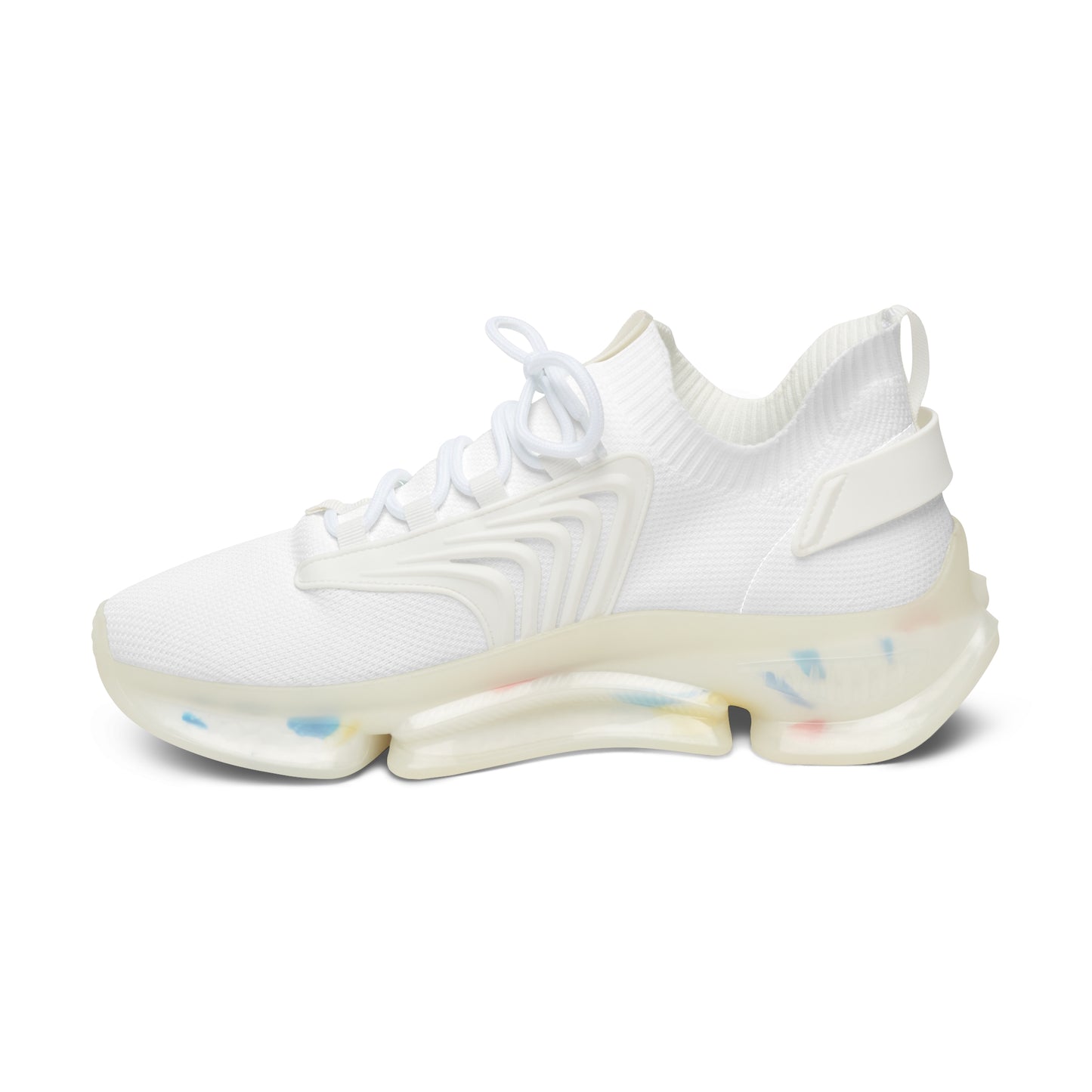 Women’s White Mesh Sneakers — Lightweight Breathable Athletic Shoes with Color-Accent Sole