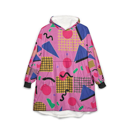 American Retro 80s Memphis Pattern Pink- blanket hoodie - hoodie