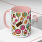 Sweet Treats Coffee Mug — Colorful Candy & Dessert Pattern Accent Mug (11/15oz)