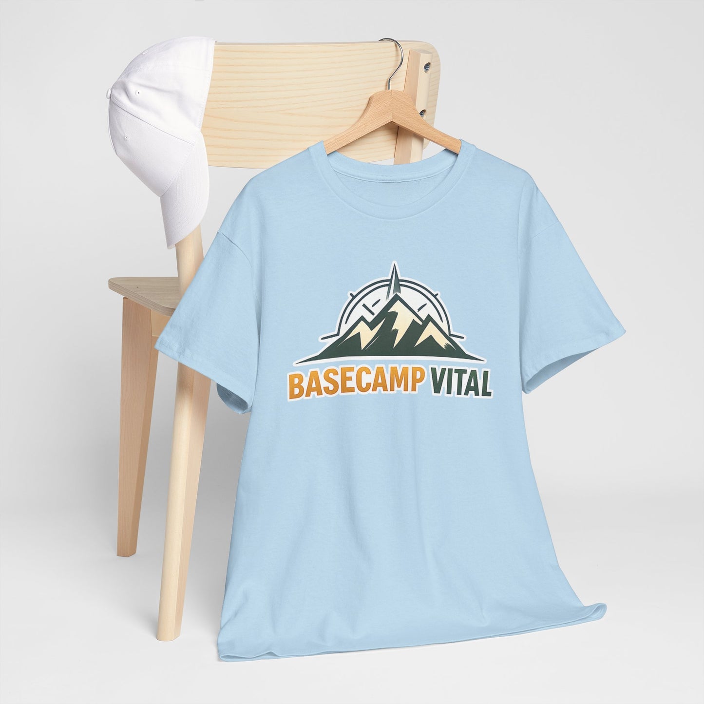 Base Camp Vital Mountain Compass Crewneck T-Shirt | Outdoor Hiking Graphic Tee | Midweight Cotton Trail Shirt (free shipping)
