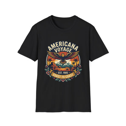 Americana Voyage retro Graphic T-Shirt — Coast to Coast Eagle Sunset