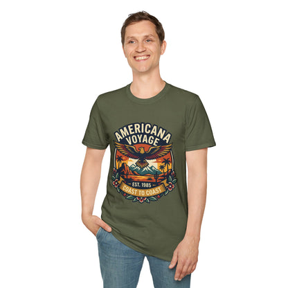 Americana Voyage retro Graphic T-Shirt — Coast to Coast Eagle Sunset