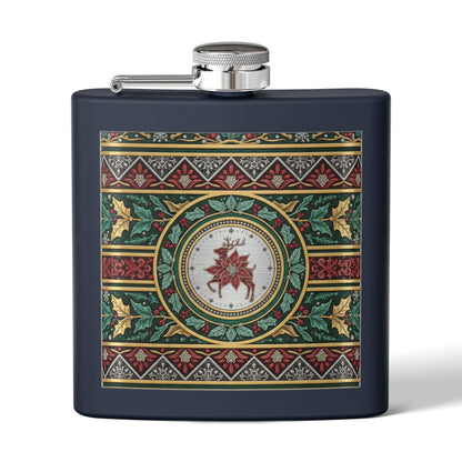 Holiday Poinsettia Flask — 6oz Stainless Steel Christmas Hip Flask (free shipping)
