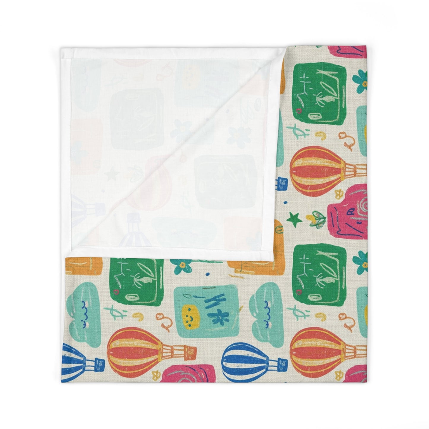 Boho Hot Air Balloon Baby Swaddle Blanket — Colorful Nursery Print for Newborns