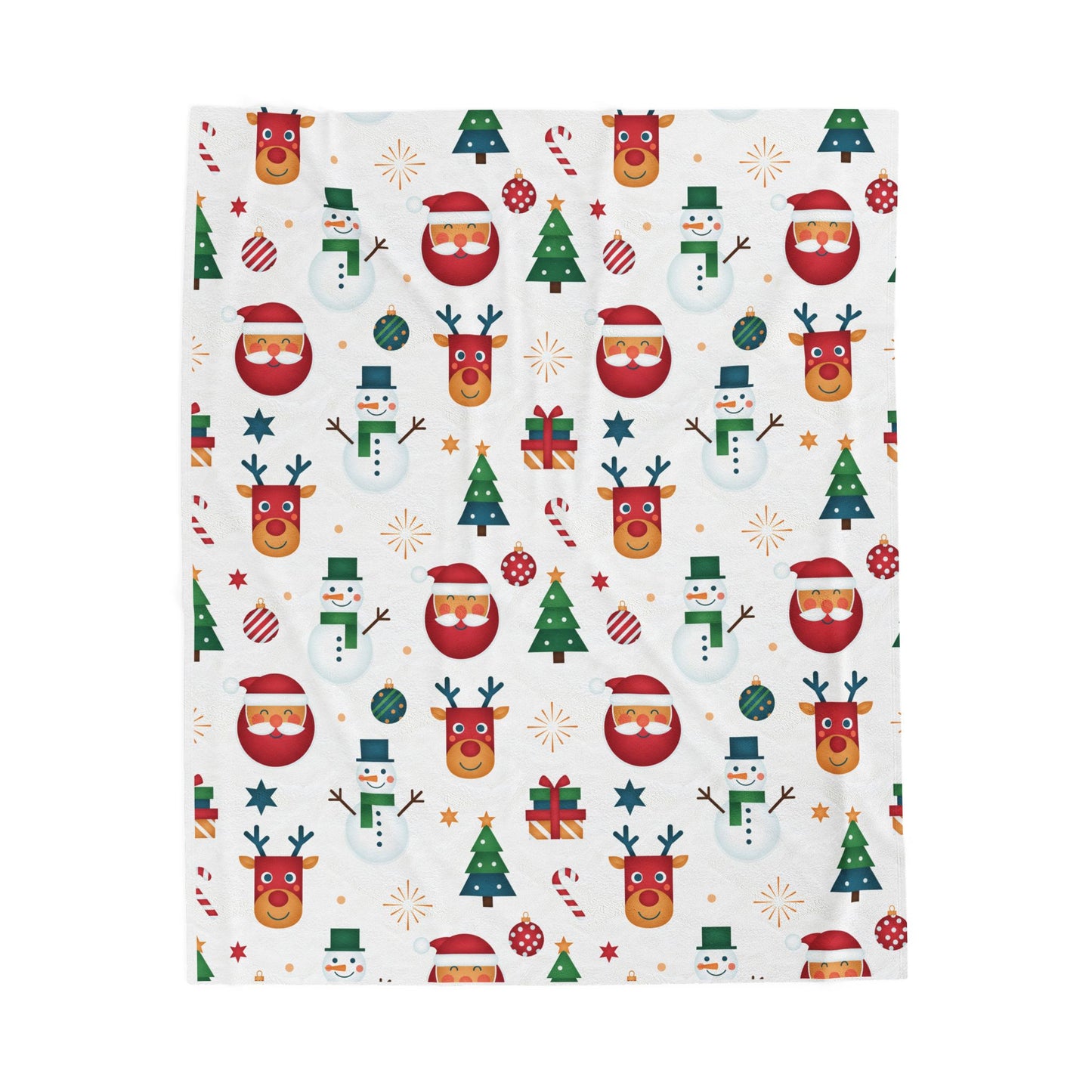 Christmas Character Velveteen Plush Blanket — Reindeer, Santa & Snowman Holiday Throw (free shipping)