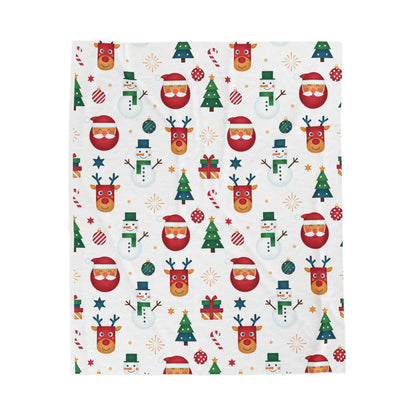 Christmas Character Velveteen Plush Blanket — Reindeer, Santa & Snowman Holiday Throw (free shipping)