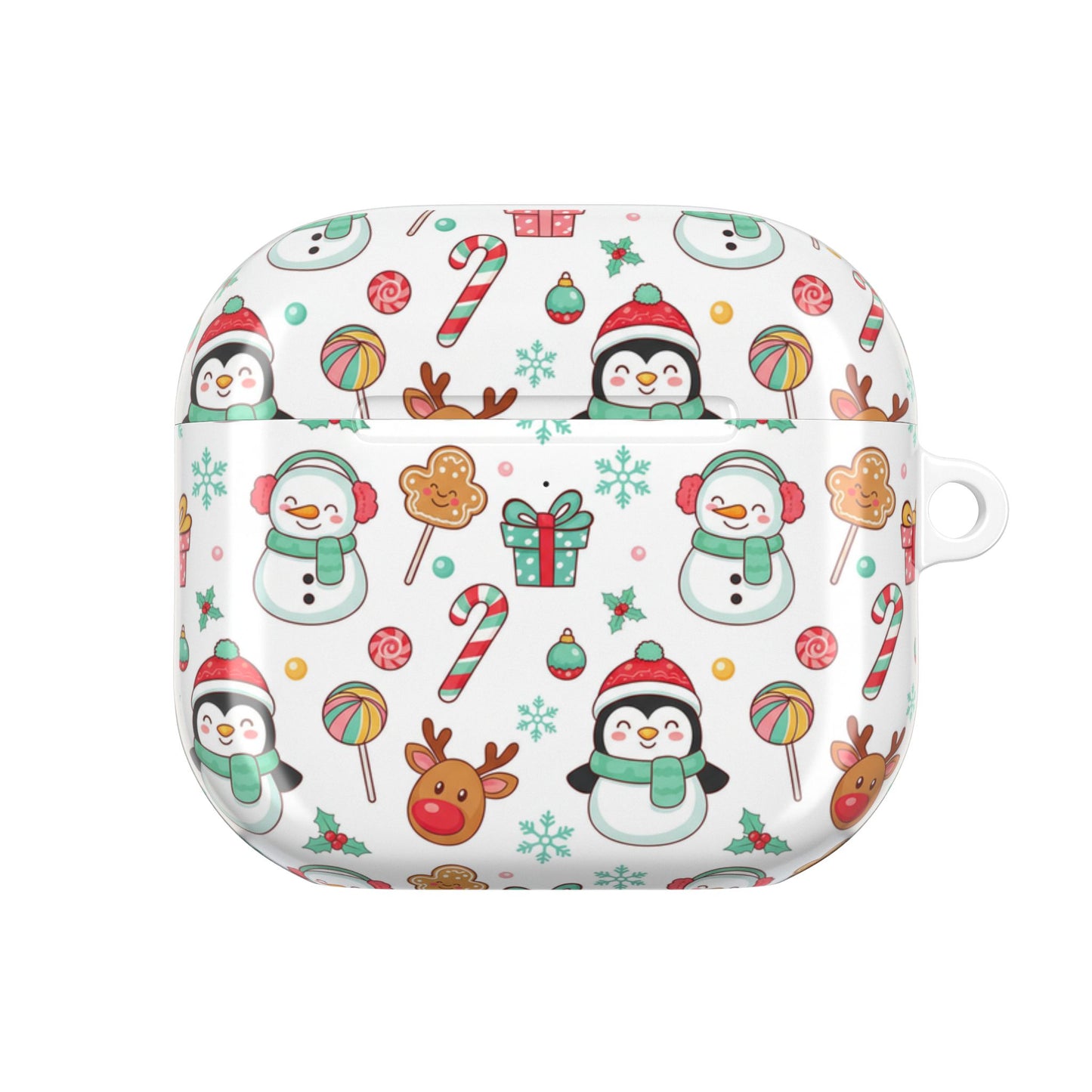 Christmas Penguins AirPod Case — Cute Holiday Snowman, Reindeer & Candy Pattern (free shipping)