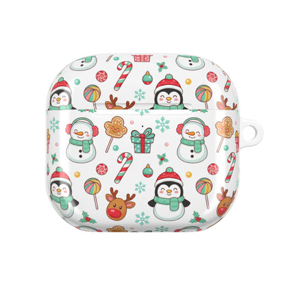 Christmas Penguins AirPod Case — Cute Holiday Snowman, Reindeer & Candy Pattern (free shipping)