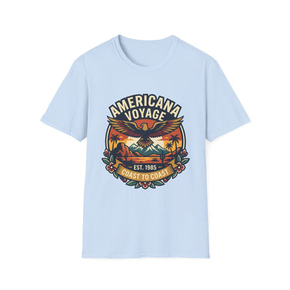 Americana Voyage retro Graphic T-Shirt — Coast to Coast Eagle Sunset