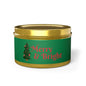 Merry & Bright Christmas eco-friendly Tin Candle — Holiday Scented Soy Candle- the give back candle collection