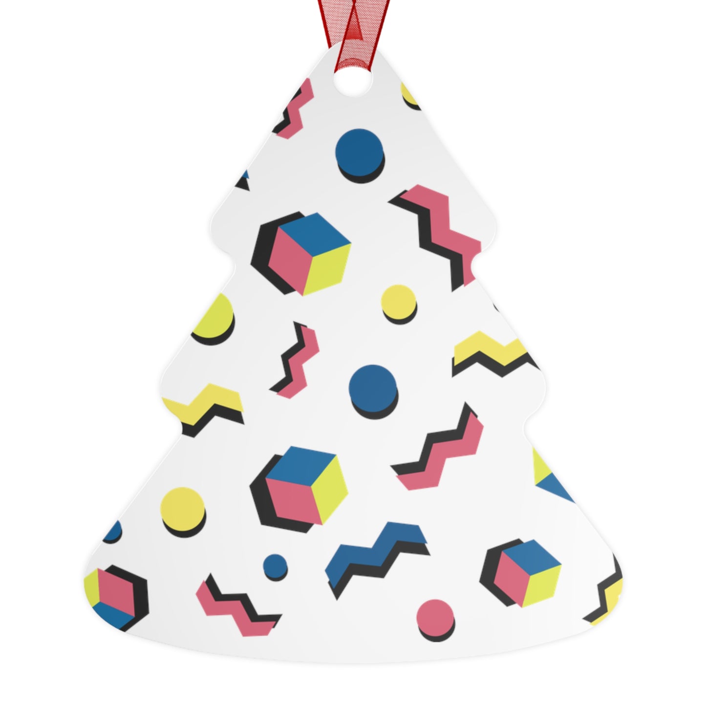 Memphis Geometric Metal Ornament — 80s Retro Bell Decoration