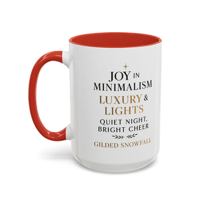 Joy in Minimalism Luxury & Lights Coffee Mug — Holiday Gilded Snowfall Design (11/15oz)