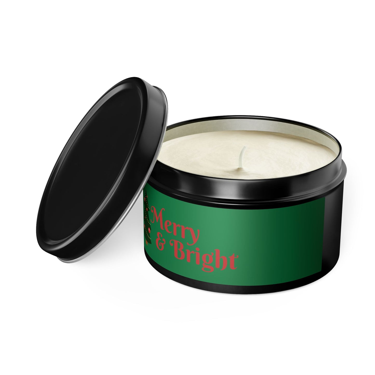 Merry & Bright Christmas eco-friendly Tin Candle — Holiday Scented Soy Candle- the give back candle collection