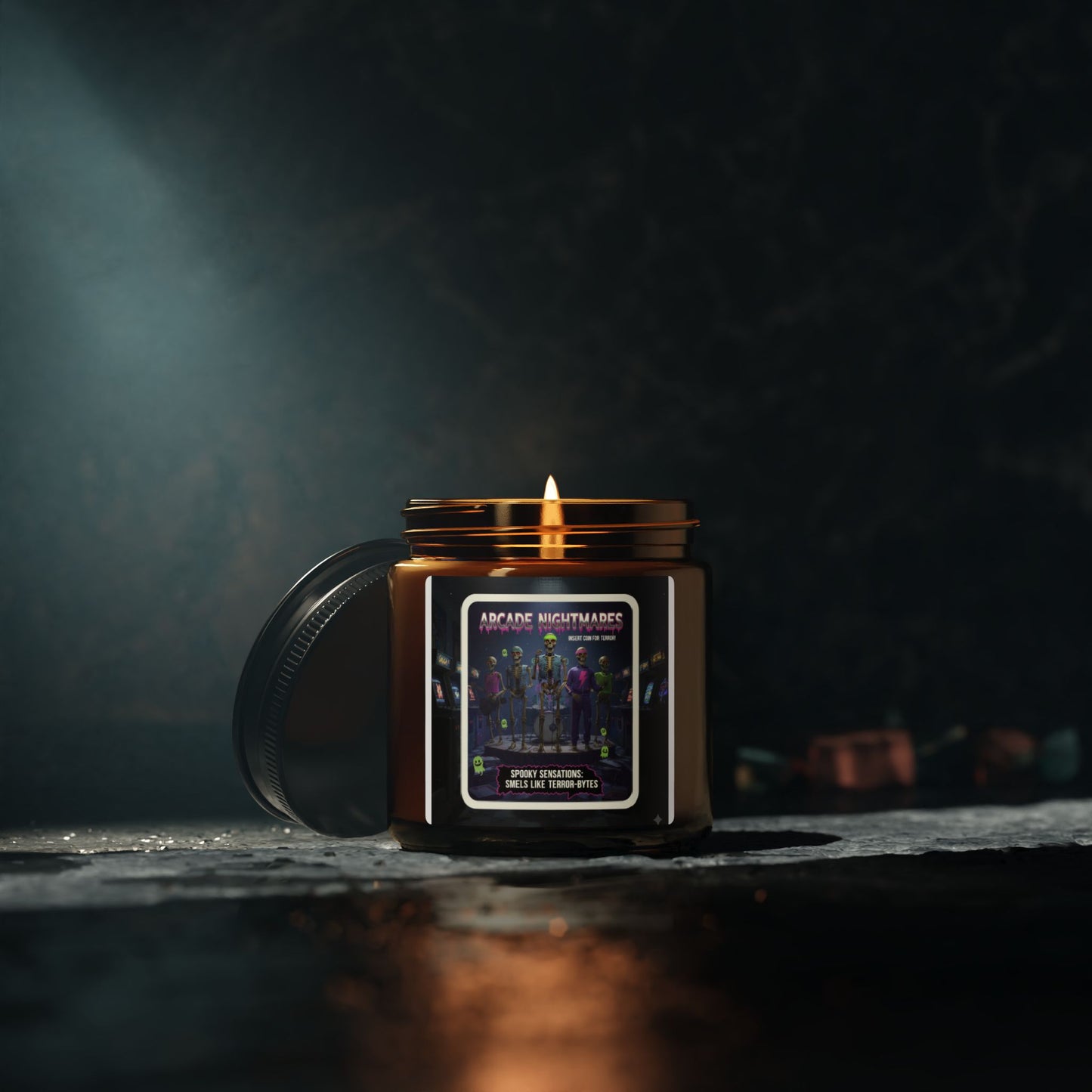 Arcade Nightmares Scented Soy Candle, Cozy Home Fragrance, Unique Gift for Gamers, Ambiance Maker, Relaxation Candle