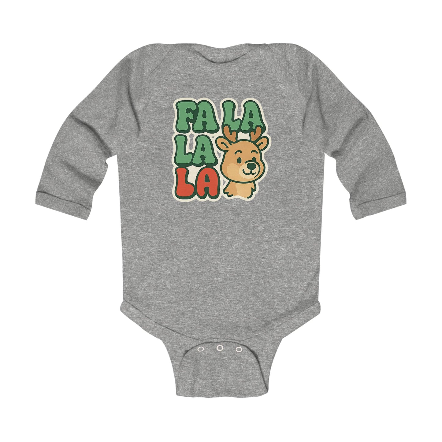 Infant Bodysuit - 'Fa La La' Cute Reindeer Christmas Baby Long Sleeve Onesie