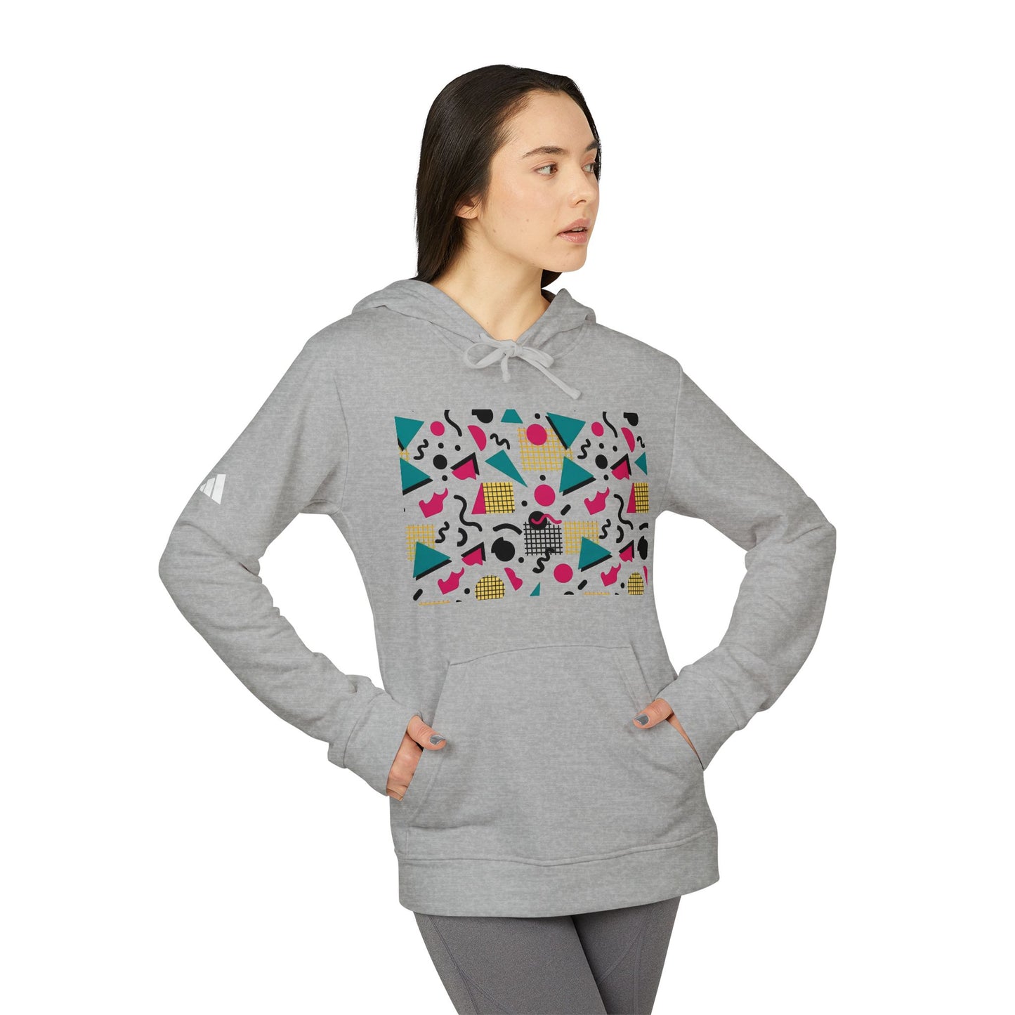 Adidas Retro 80’s Memphis Graphic Hoodie — Colorful 80s-Inspired Geometric Design