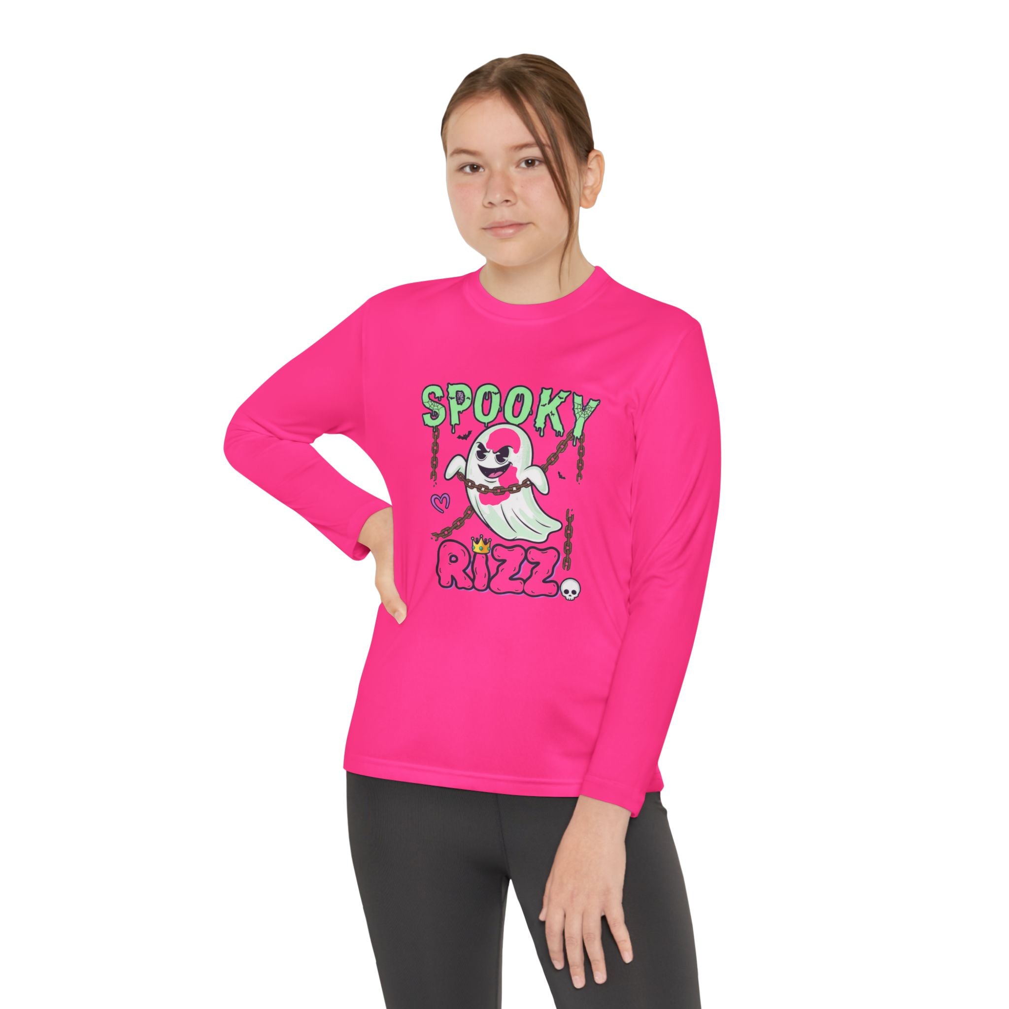 Spooky Long Sleeve Tee, Kids Ghost Shirt, Halloween Shirt, Youth Halloween Apparel, Spooky Vibes Tee, Ghostly Fun Wear