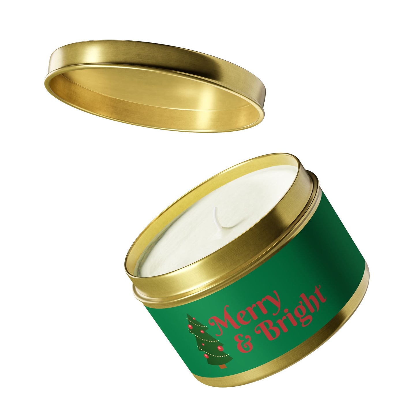 Merry & Bright Christmas eco-friendly Tin Candle — Holiday Scented Soy Candle- the give back candle collection