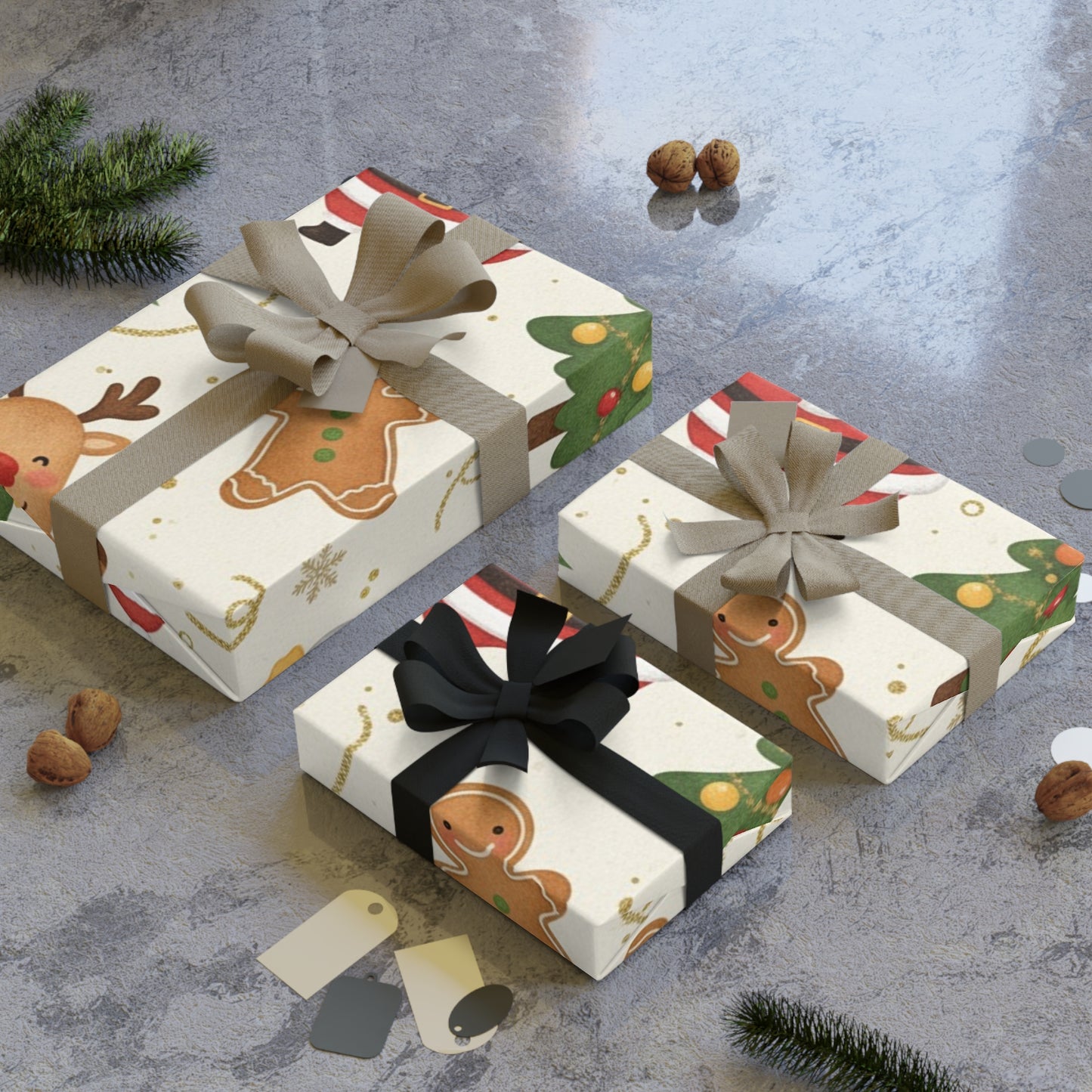 Santa and friends Gift Wrapping Paper Rolls, 1pc