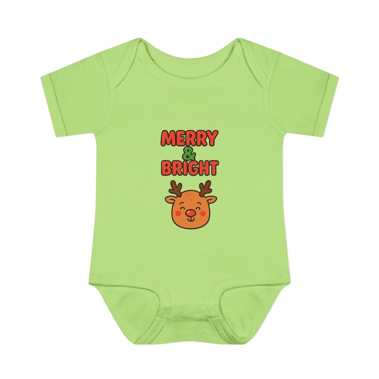 Merry & Bright Baby Bodysuit - Cute Reindeer Christmas Infant Onesie