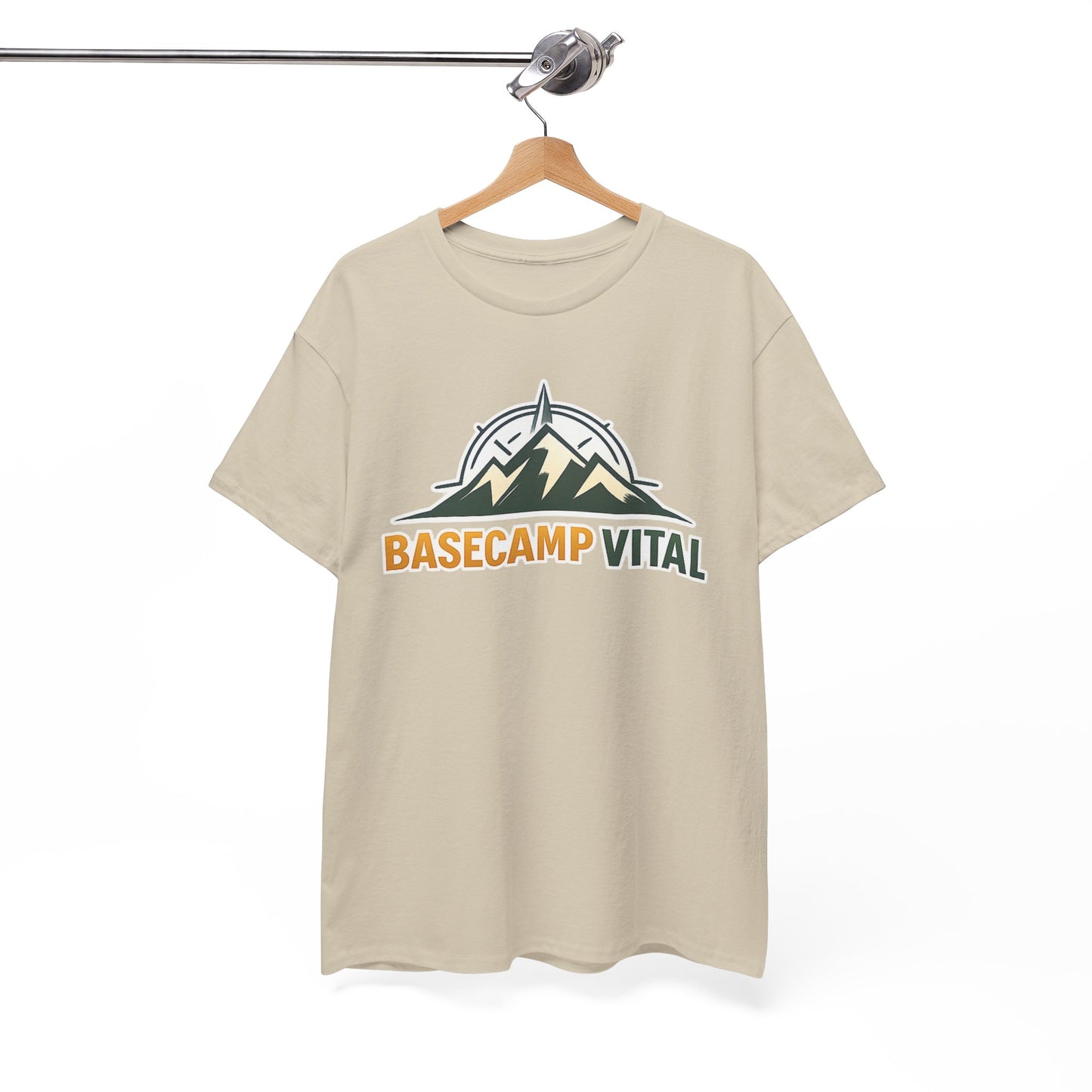 Base Camp Vital Mountain Compass Crewneck T-Shirt | Outdoor Hiking Graphic Tee | Midweight Cotton Trail Shirt (free shipping)