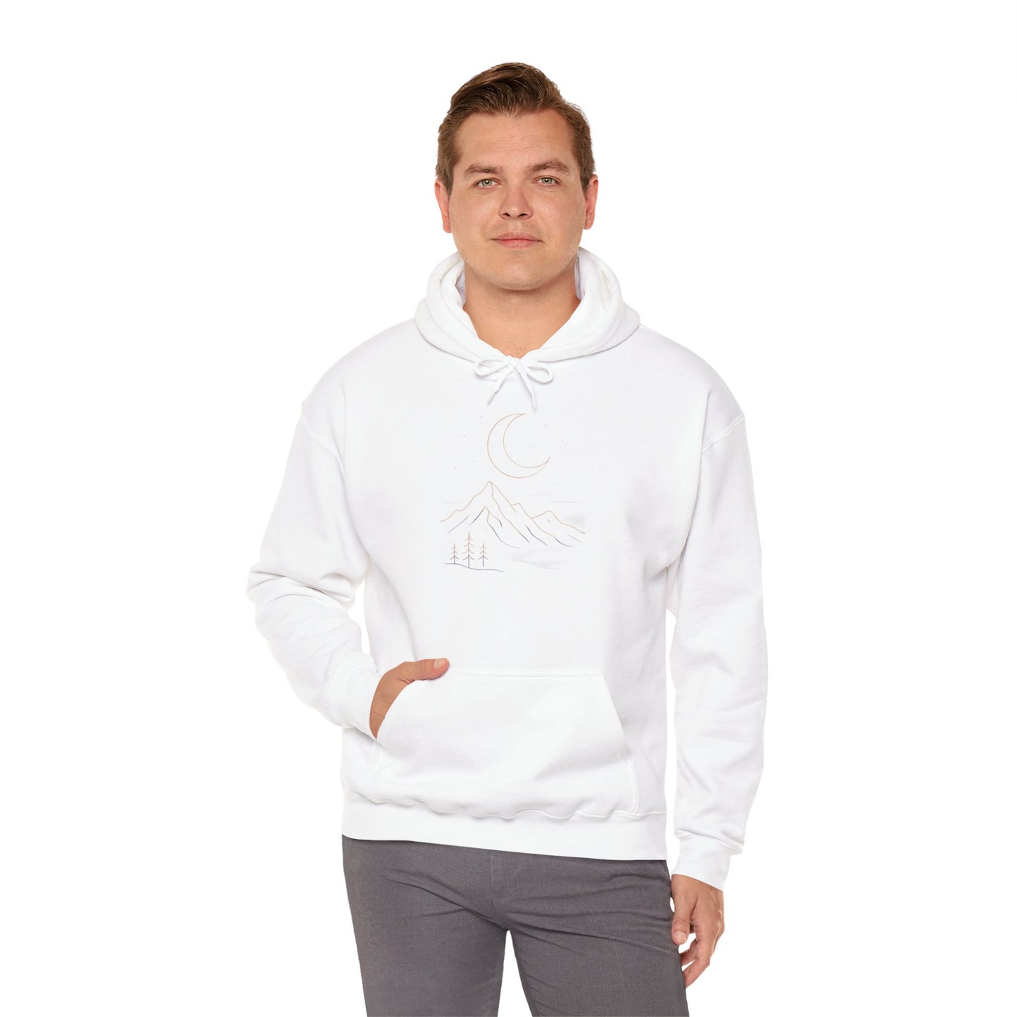 Mountain Moonline Hoodie — base camp vital gear- Minimal Crescent & Peaks Graphic Sweatshirt