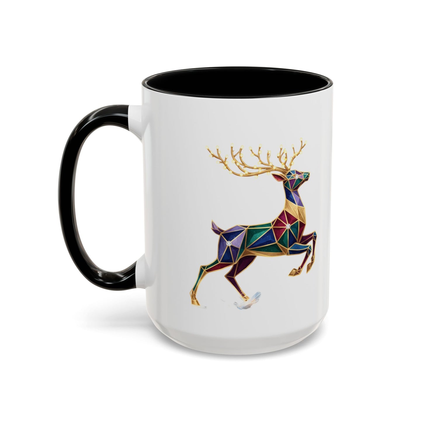Geometric Rainbow Reindeer Accent Coffee Mug (11/15 oz)