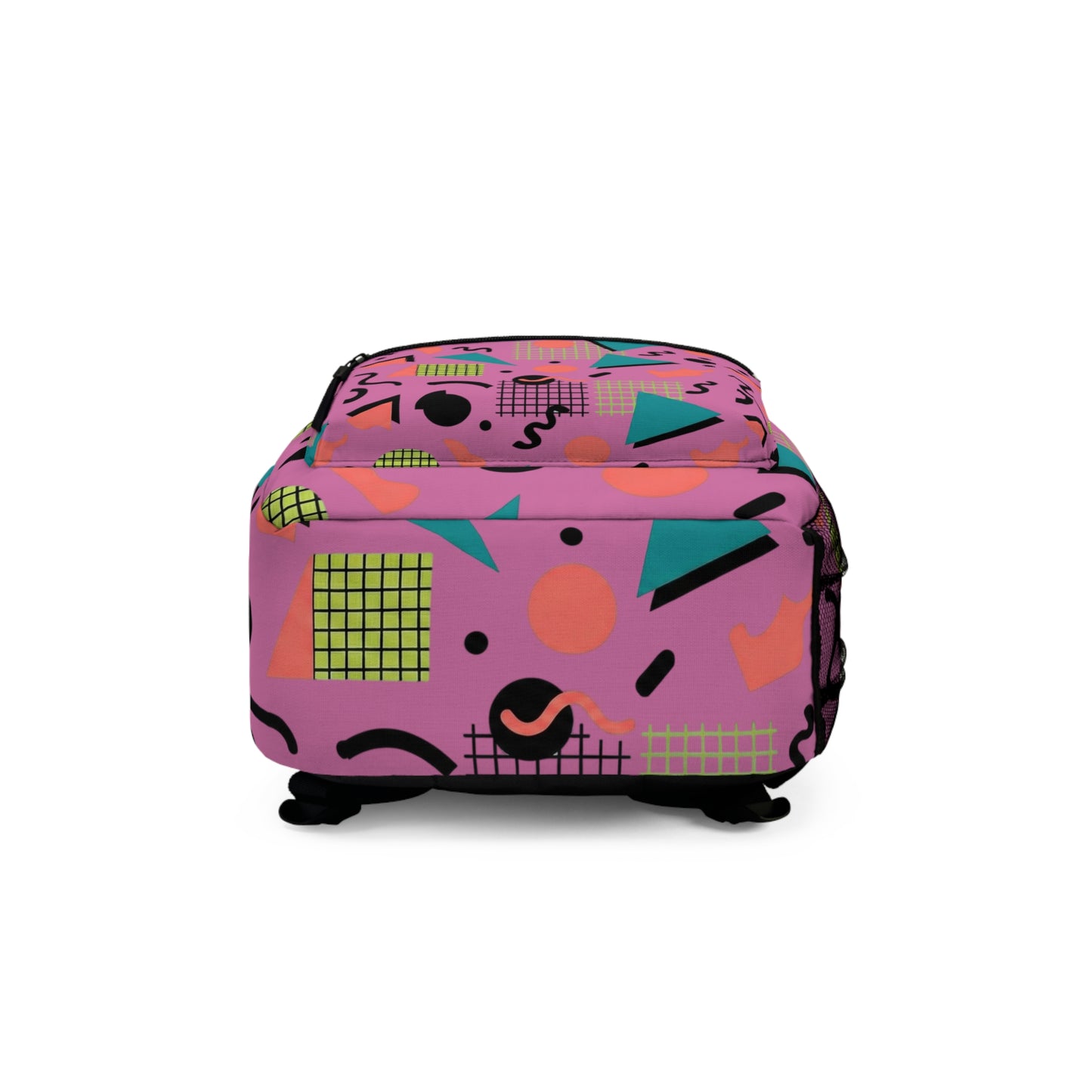 Backpack - Retro 80s Memphis Print Backpack – Pink Geometric School Bag